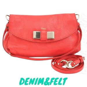 Chloe LILY Ribbon Red Leather 2Way Shoulder/Hand Bag/Purse | PRELOVED ❤️ EUC!!!!